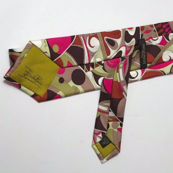 Men's Emilio Pucci Art Deco Signature Silk Tie - Picture 3 of 6